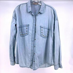 Forever21 Oversized Chambray Studded Shirt